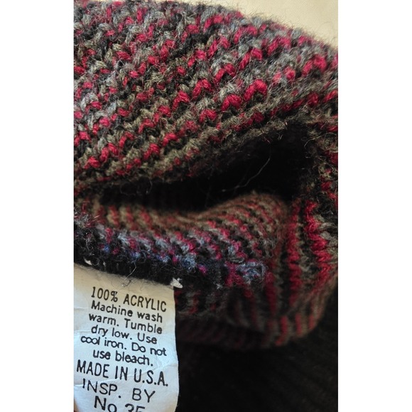 XL Indie Vintage sweater Eclectic Grandpa core Mens Black Red Geometric dad 80's - Picture 5 of 9